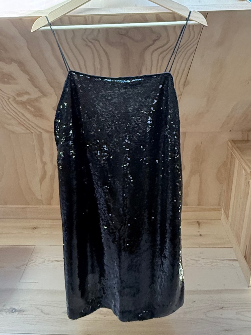 H&M Black Sequin Spaghetti Strap Mini Dress